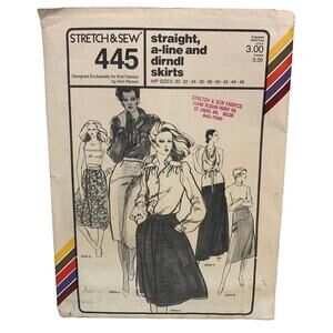 Vintage 1979 Stretch N Sew #445 Straight A-Line Dirndl Skirt Sewing Pattern